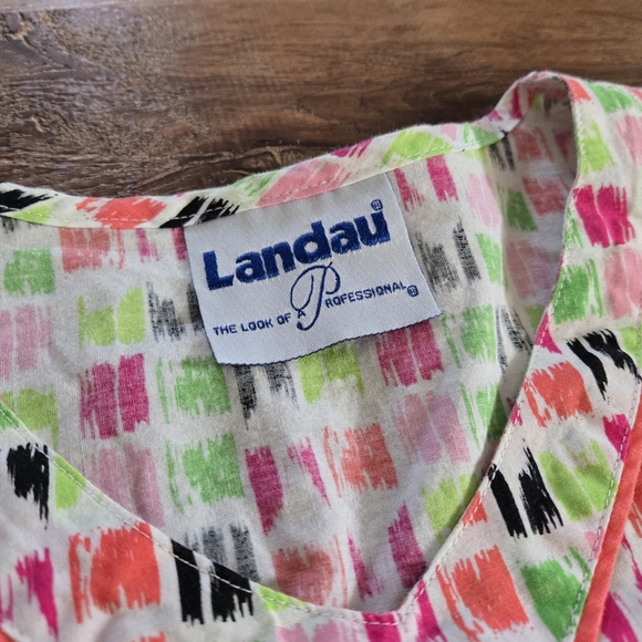 Landau Colorful Patterned Scrub Top - Picture 2 of 4
